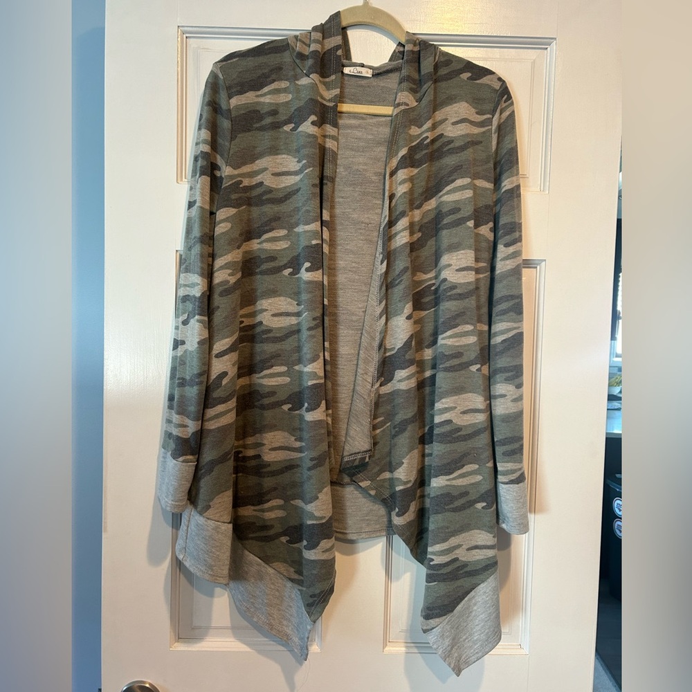 E. Luna camo cardigan, size small